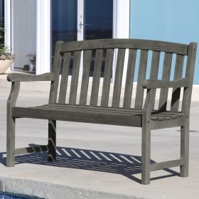 Renaissance Outdoor Patio 4-foot Hand-scraped Wood Garden Bench (Color: as Pic)